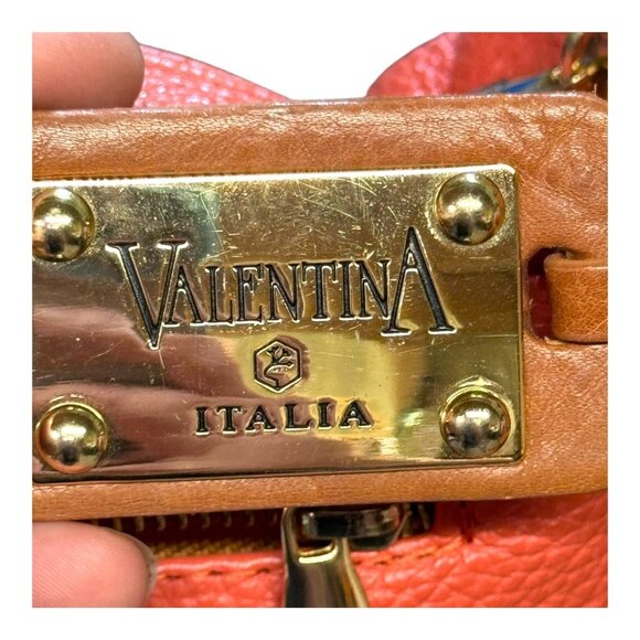 Valentina Italia Coral Peach Pink Leather Shoulder Bag With Adjustable Strap SEE - Picture 4 of 16